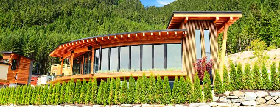 Custom timber home with wood siding